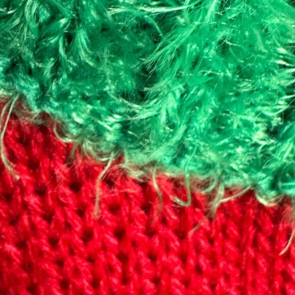 Ugly Christmas Sweater Holiday Pullover XL Red Reindeer Snowflake Fuzzy Green - Picture 3 of 8